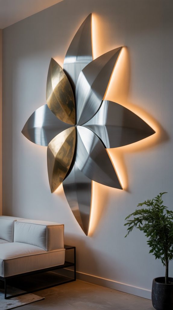 Industrial Flair with Geometric Metal Wall Art